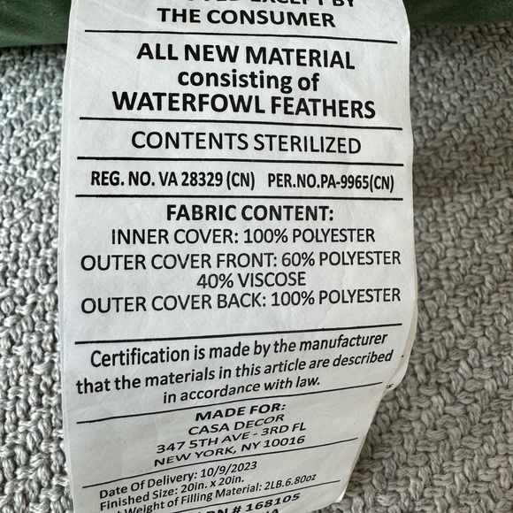 Casa Decor Home 20x20 Green Beige Pattern Textured Velvet Luxury Square Pillow - Picture 9 of 11